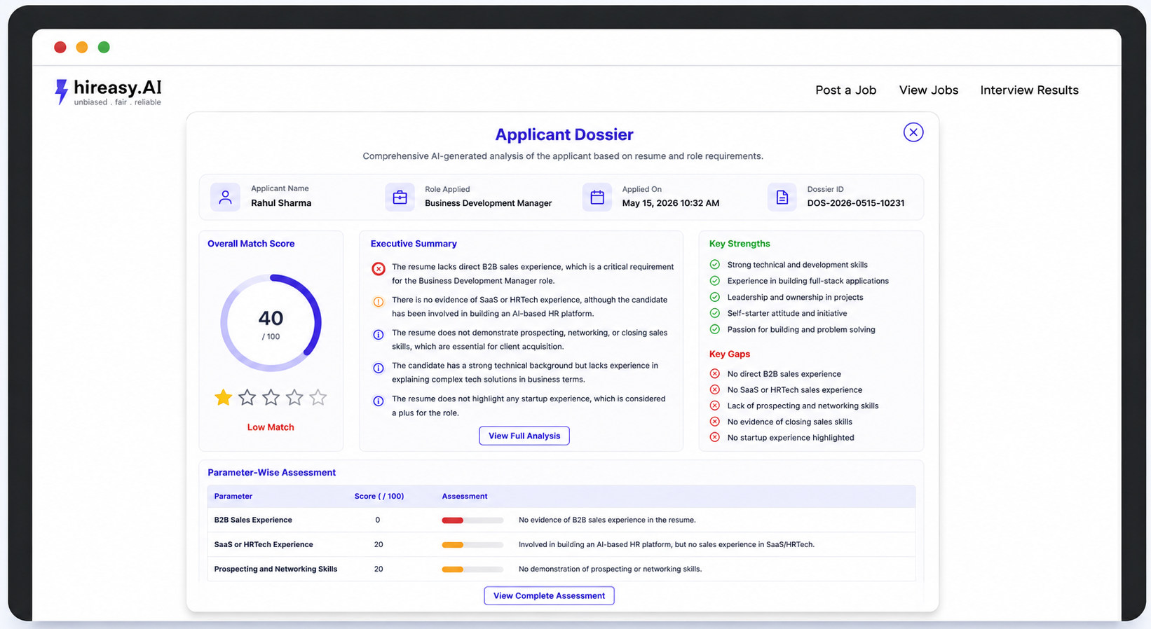 Applicant Dossier